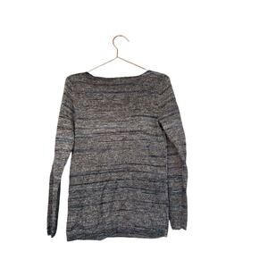 Hannah long sleeved gray and blue sweater longer length size medium